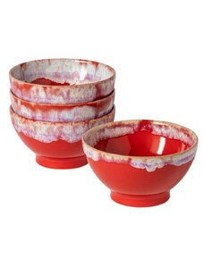 Sada čtyř červeno bílých misek COSTA NOVA LATTE BOWLS 15 cm