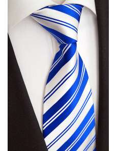 Modrobílá kravata Beytnur 103-10 pruhovaná