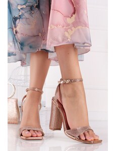Givana Růžovozlaté sandály na hrubém podpatku Sherine
