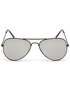 Sunmania Černo-stříbrné zrcadlové brýle pilotky "Aviator"