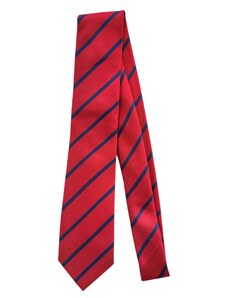 Obleč oblek Červená pánská kravata s tmavě modrými proužky