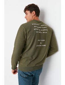 Trendyol Khaki Men's Regular Fit Long Sleeve Crewneck Printed Sweatshirt