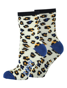 B-nosy Dívčí ponožky bílé s gepardím vzorem