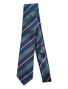 Obleč oblek Modro zelená pánská kravata se žlutými proužky