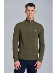 SVETR GANT COTTON PIQUE ZIP CARDIGAN zelená L