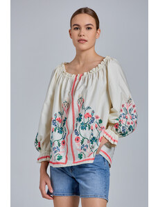 KOŠILE GANT D2. EMBROIDERED WILD FLORAL BLOUSE bílá 40