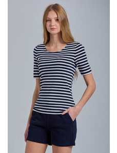 TRIČKO GANT STRIPED 1X1 RIB LSS T-SHIRT modrá XS