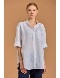 KOŠILE GANT D2. REL SS LINEN CHAMBRAY SHIRT bílá 38