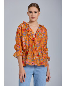 KOŠILE GANT D2. WILD FLORAL FLOUNCE BLOUSE oranžová 36