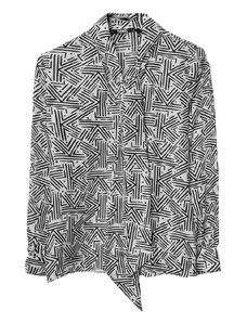 KOŠILE KARL LAGERFELD PRINTED SILK SHIRT W/ BOW