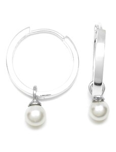 Aranys Stříbrné náušnice s perličkou 20 mm, Bílá