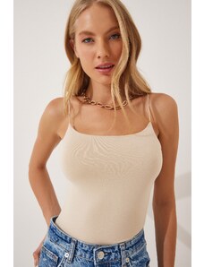 Happiness İstanbul Women's Cream Thread Strap Knitted Body Blouse