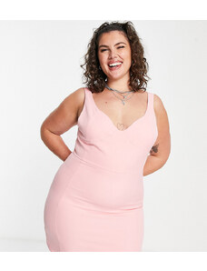 Extro & Vert Plus structured bodycon dress in bubblegum pink