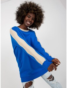 Fashionhunters Základní modro-béžová mikinová tunika s dlouhým rukávem