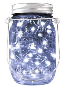 Bezdoteku LEDSolar solární závěsná vánoční sklenice s řetězem studená bílá 1 ks, iPRO, 1W, studená bílá