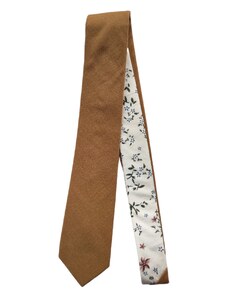 Obleč oblek Hnědá pánská kravata s květinovým podkladem