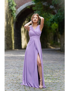 EVA & LOLA Společenské šaty pro družičky OPALE fialové Barva: Fialová,