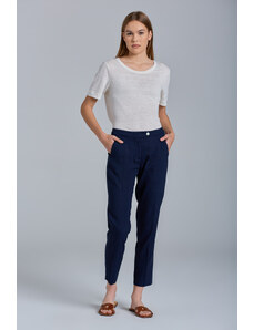 KALHOTY GANT D2. STRETCH LINEN TAPERED PANTS modrá 46