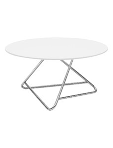 Bílý lakovaný konferenční stolek Softline Tribeca 75 cm s chromovou podnoží