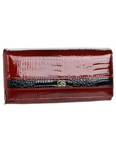 GROSSO Kožená dámská lakovaná kroko peněženka RFID červená v dárkové krabičce