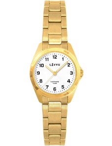 LAVVU Zlaté náramkové dámské titanové hodinky EINA s vodotěsností 100M a safírovým sklem LWL5051