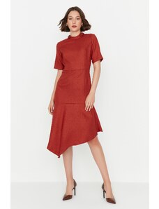 Trendyol červené páskové asymetrické tkané šaty