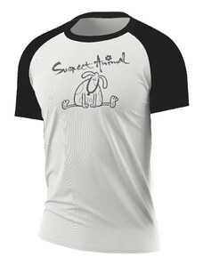 Suspect Animal Chlapecké funkční tričko HAPPY DOG raglán krátký rukáv Bamboo Ultra CLASSIC - Bílá/černá / 140