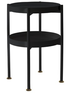 Nordic Design Černý kovový odkládací stolek Nollan 40 cm s policí