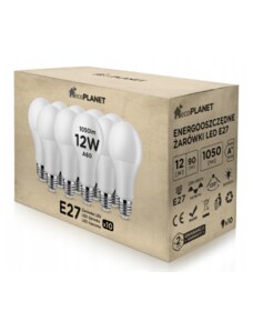 10x LED žárovka - ecoPLANET - E27 - 12W - 1050Lm - neutrální bílá