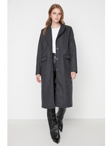 Trendyol Anthracite Button Zavřít Stamp Coat