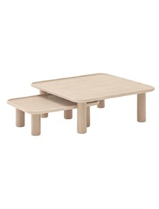 Přírodní dřevěný set konferenčních stolků Teulat Nest 79/49 x 79/49 cm