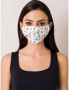 Fashionhunters Bílá, opakovaně použitelná bavlněná maska s potiskem