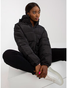 Fashionhunters Černá krátká zimní bunda Iseline prošívaná