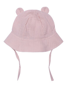 MUFFIN MODE Letní klobouček s oušky z mušelínu Muslin Sun Hat Teddy GOTS, světlé růžový