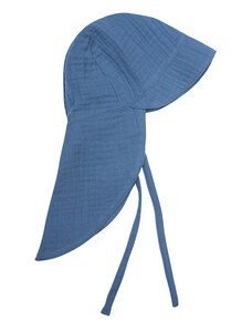 MUFFIN MODE Kojenecká letní čepice s kšiltem z mušelínu Muslin Sun Hat GOTS, modrá