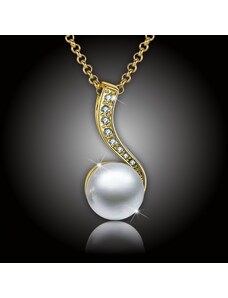 Elanis Jewel Pozlacený perlový náhrdelník Pearl Wave White Pearl