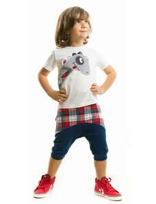 Denokids Dino Boys Plaid T-shirt Shorts Set