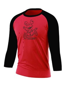 Suspect Animal Chlapecké funkční tričko CRAZY raglán dlouhý rukáv Bamboo Ultra CLASSIC - Červená/černá / 150