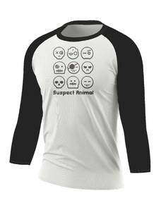 Suspect Animal Chlapecké funkční tričko EMOJI raglán dlouhý rukáv Bamboo Ultra CLASSIC - Bílá/černá / 110