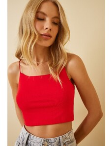 Happiness İstanbul Women's Red Knitted Bustier with Thread Straps