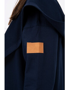 K-Fashion Dlouhý kabát s kapucí tmavě modrý
