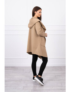 K-Fashion Volná pláštěnka s kapucí velbloudí