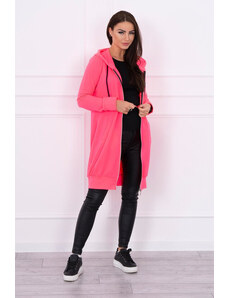 K-Fashion Šaty s kapucí mikina růžová neonová