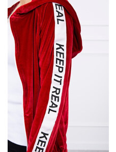 K-Fashion Velurová mikina s kapucí červená