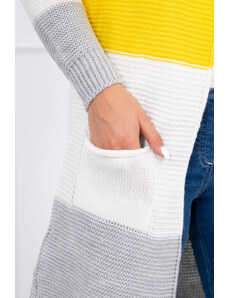 K-Fashion Šedý+žlutý pruhovaný svetr