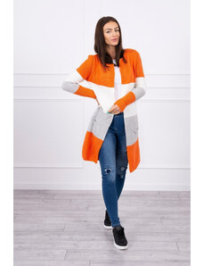 K-Fashion Pruhovaný svetr oranžová+ecru