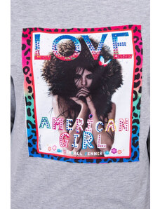 K-Fashion American Girl grafická halenka šedá S/M - L/XL