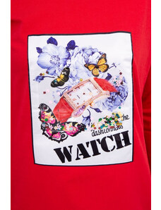 K-Fashion Halenka s grafikou 3D Watch červená