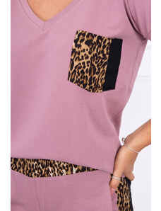 K-Fashion Sada s leopardím potiskem tmavě růžová