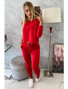 K-Fashion Souprava s oversize halenkou červené barvy